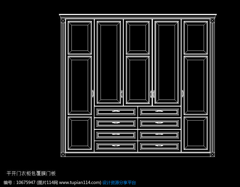 平开门衣柜包覆膜门板造型设计图
