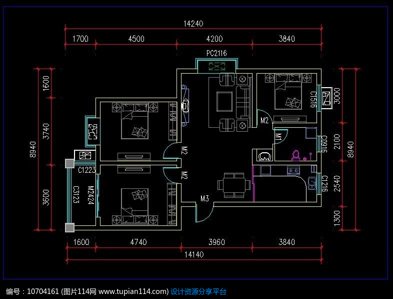 家装户型平面设计图纸cad,cad室内装修图免费下载,cad