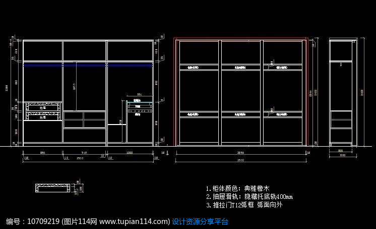 [原创] 三开门衣柜设计cad图块