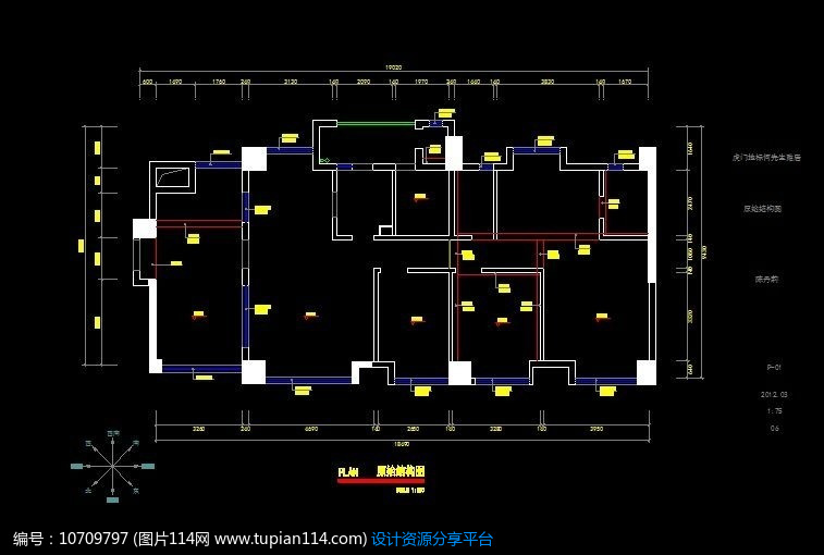 家装设计原始结构图,cad室内装修图免费下载,cad住宅