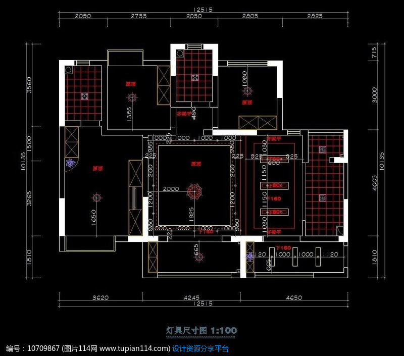 家装设计灯具尺寸图纸