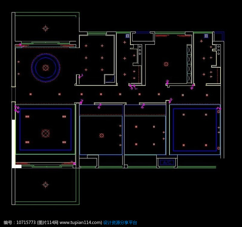 家装顶面灯具布置cad图纸