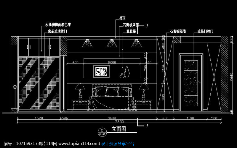 图纸墙面装饰设计图纸打击原始卧室图片