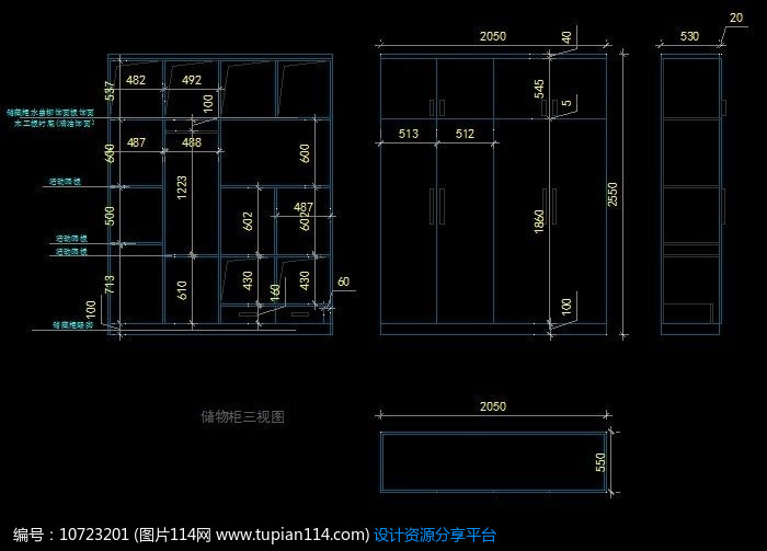 [原创] 卧室衣柜内部尺寸设计图纸