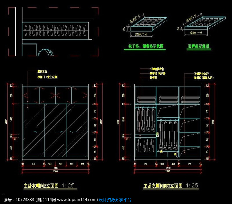 别墅主卧室衣帽间b立面图