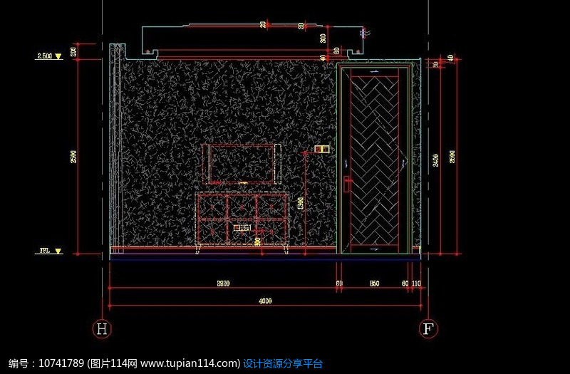 [原创] 中式别墅玄关边柜立面图