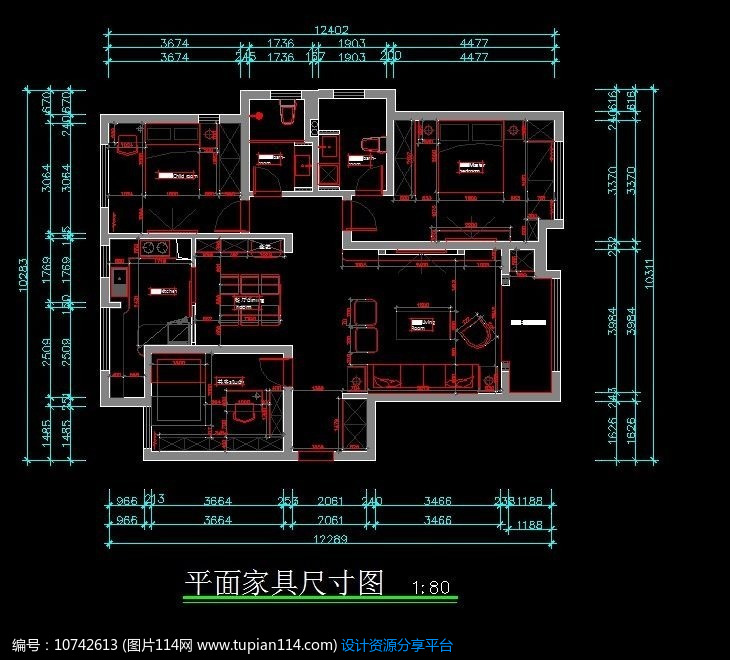 户型平面家具尺寸图纸