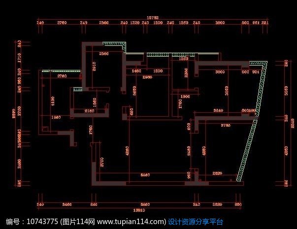 标准两室原始户型结构尺寸图