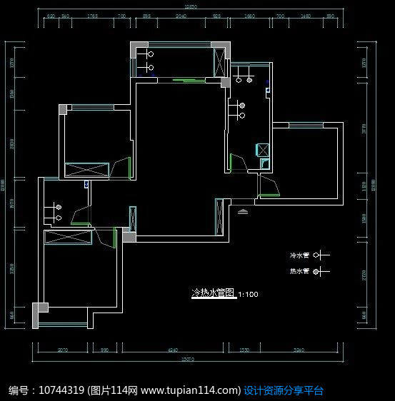 现代装修冷热水管布置图