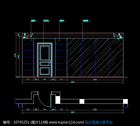 石材造型电视墙面造型立面图