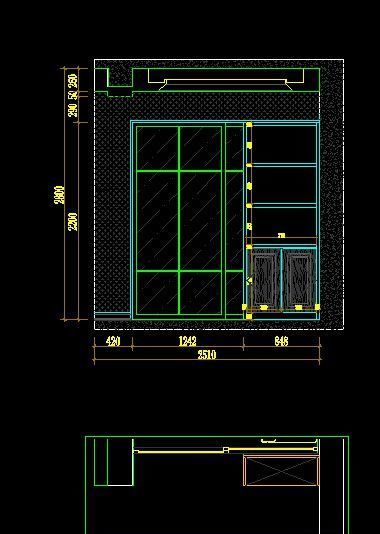 样板房装修厨房推拉门及装饰柜立面图