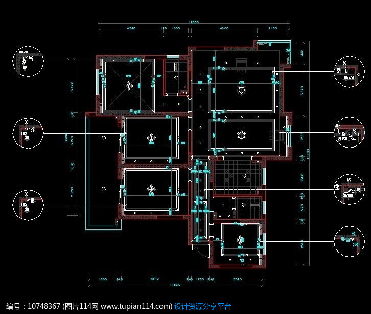 简欧风格顶棚造型大样剖面图,cad室内装修图免费下载