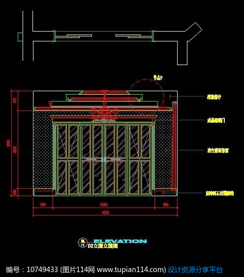 欧式古典风格阳台推拉门造型设计图