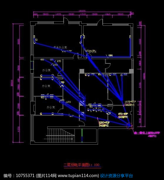 [原创] 现代家装二层弱电平面图