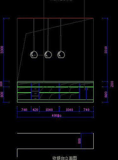 西餐吧收银台立面图