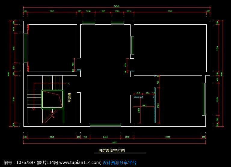 都市风格自建别墅四层墙体定位图