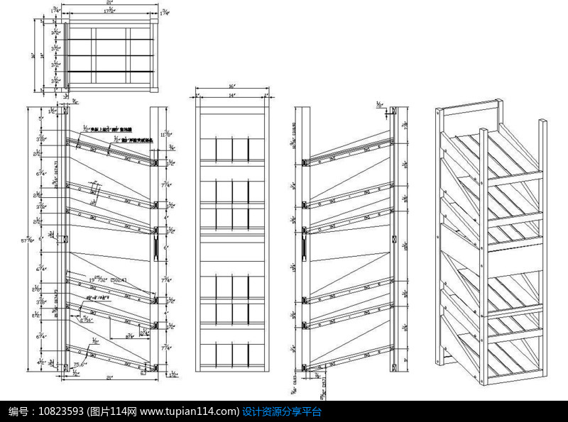 多层架子家具图纸cad素材
