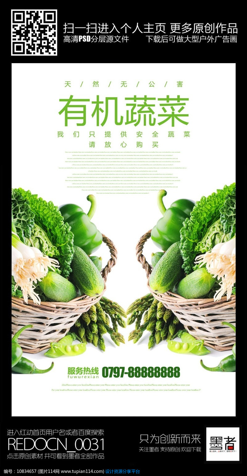 [原创] 简约创意有机蔬菜宣传海报设计