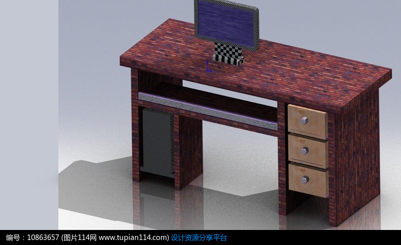 soildworks电脑桌模型,3d室内模型免费下载,3dmax室内设计模型免费