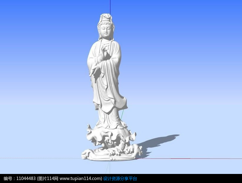 南海观音菩萨的SU模型雕塑雕像