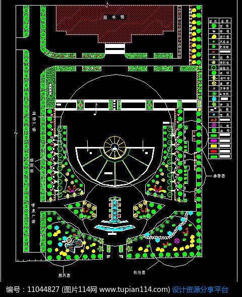 [原创] 图书馆前广场绿化图纸