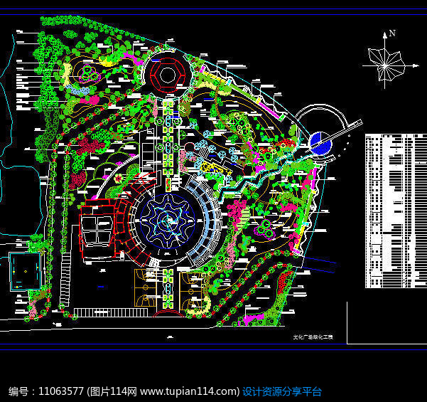 广场绿化工程总平面图,其他,cad图纸免费下载