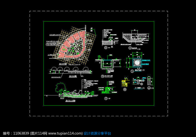 广场扇形跌水施工图