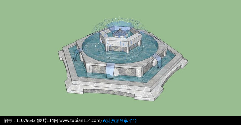 五边形三层喷泉水景