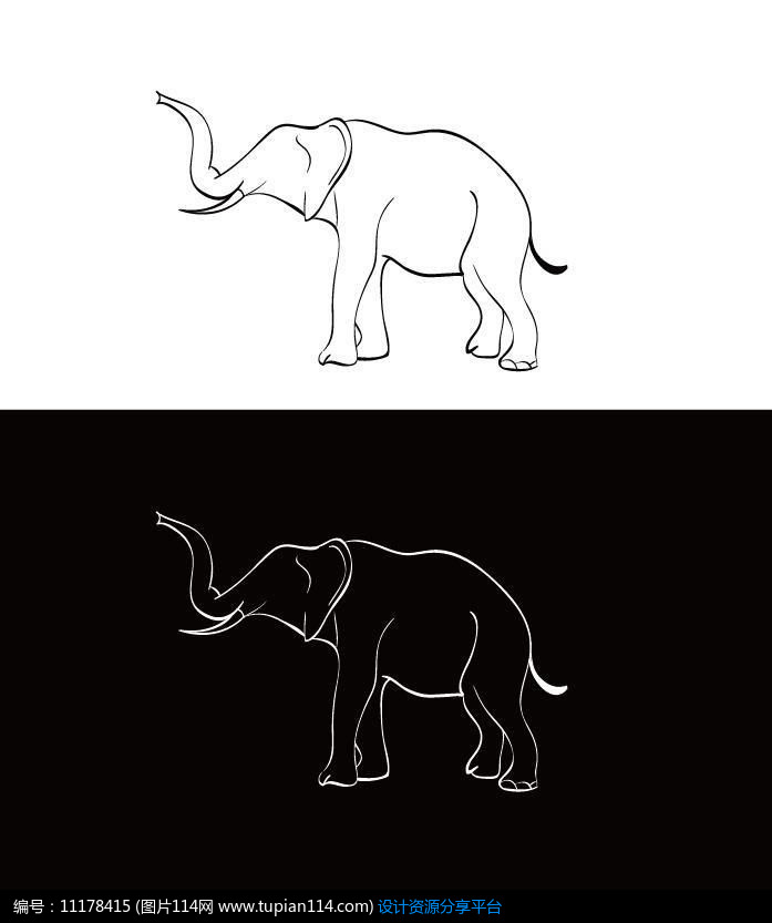 时尚简约手绘线条大象