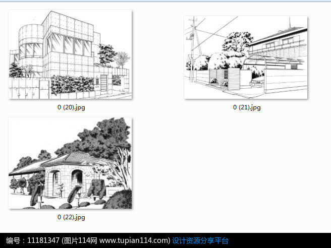 住宅房子线稿手绘