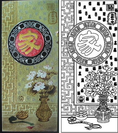 全家平安百福图雕刻图案