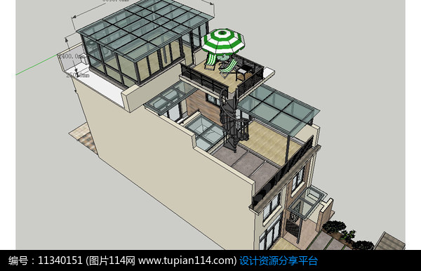 阳光房建筑草图大师su模型