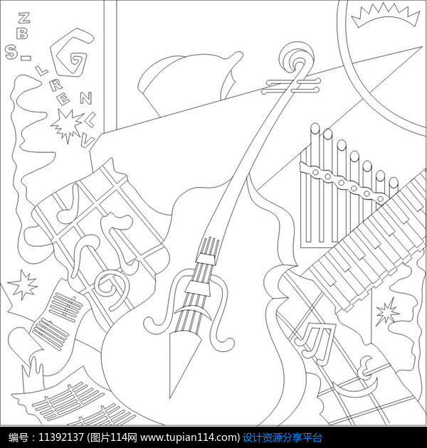 音乐之声雕刻图案设计素材免费下载_雕刻图案cdr_图片