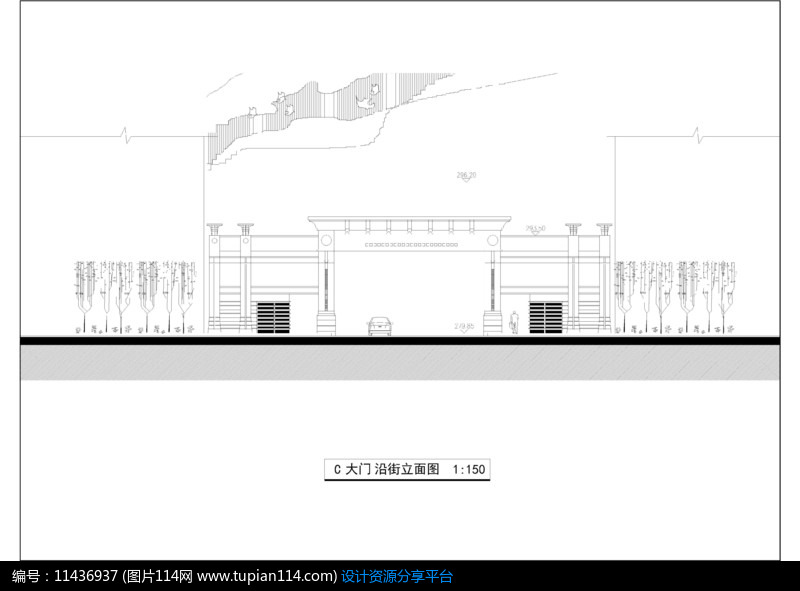 欧式沿街大门立面图