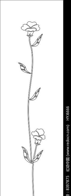 一枝独秀抽象 花雕刻图案