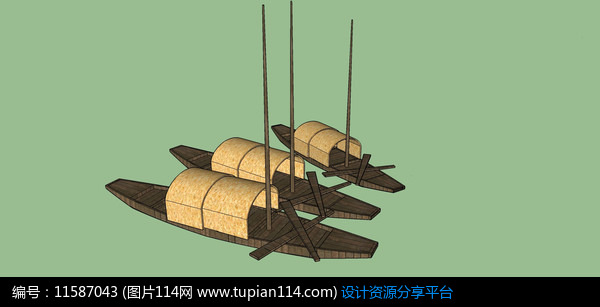中国古代渔船SU模型