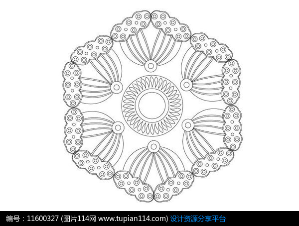 莲藕元素旋转组合雕刻纹样