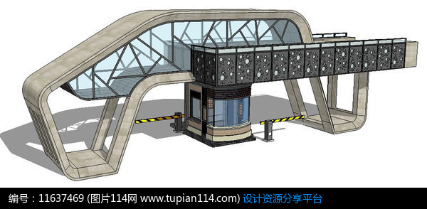 美食街入口su模型