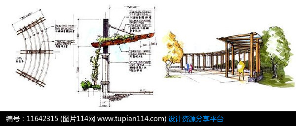 弧形廊架效果图