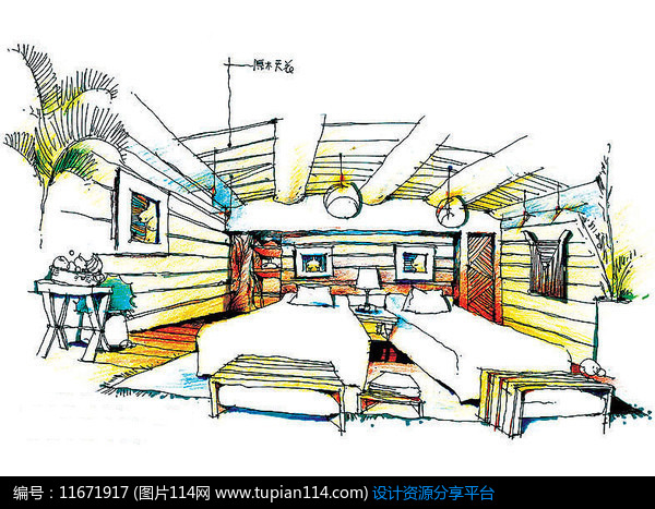酒店房间手绘效果图
