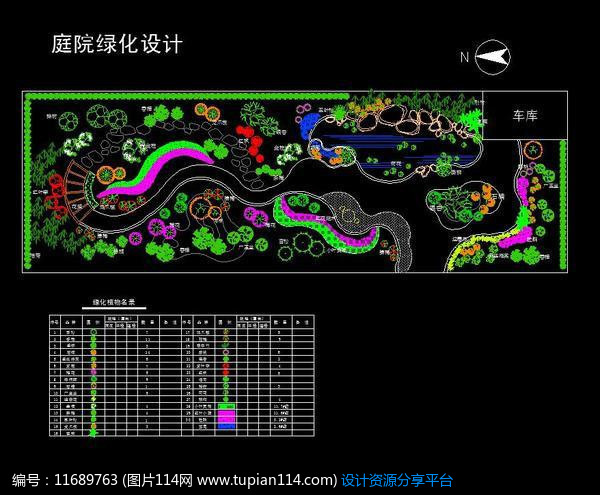 庭院绿化设计平面图,其他,cad图纸免费下载