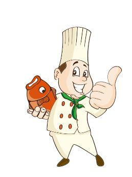 [原创] 餐厅大厨抱鱼翘大拇指厨师卡通