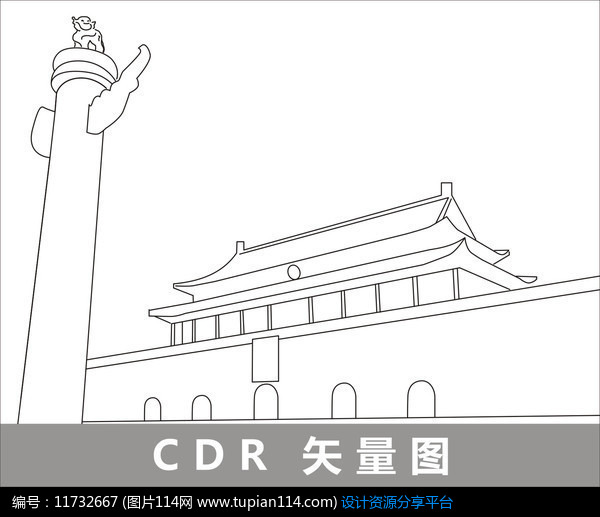 [原创] 北京天安门线描装饰图片