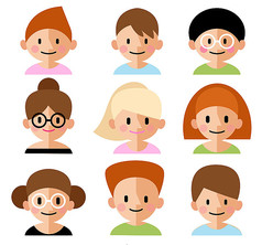 9款可爱人物头像矢量素材.ai