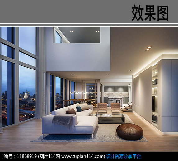 3d素材 效果图库/视频展示 室内装修 豪华观景房夜景效果图