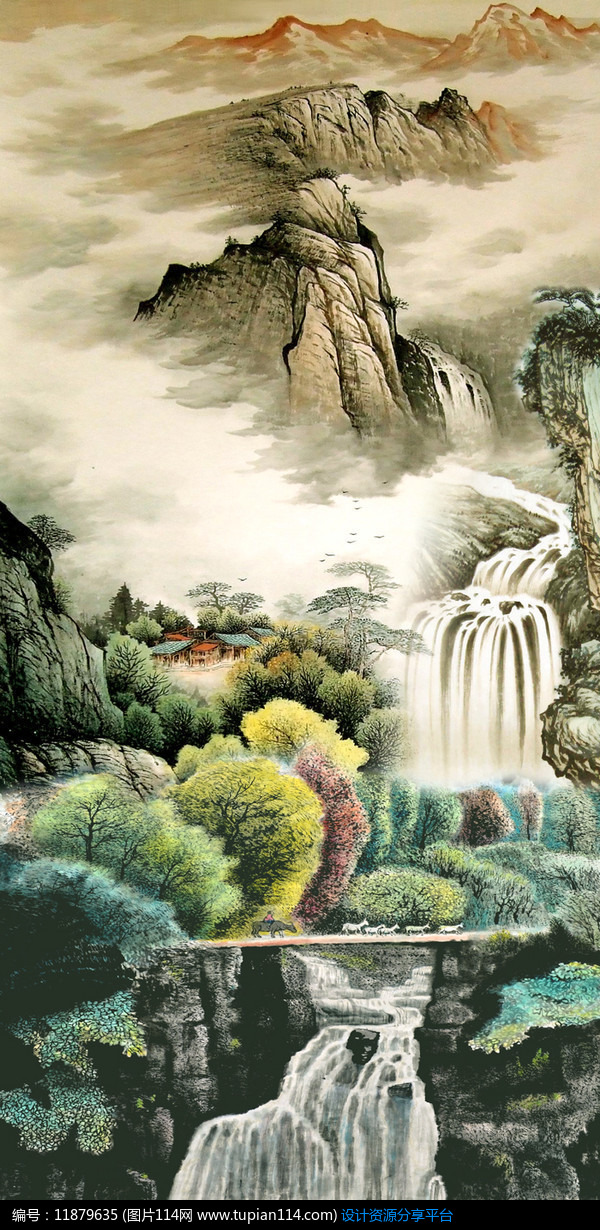 [原创] 山水国画风景画玄关