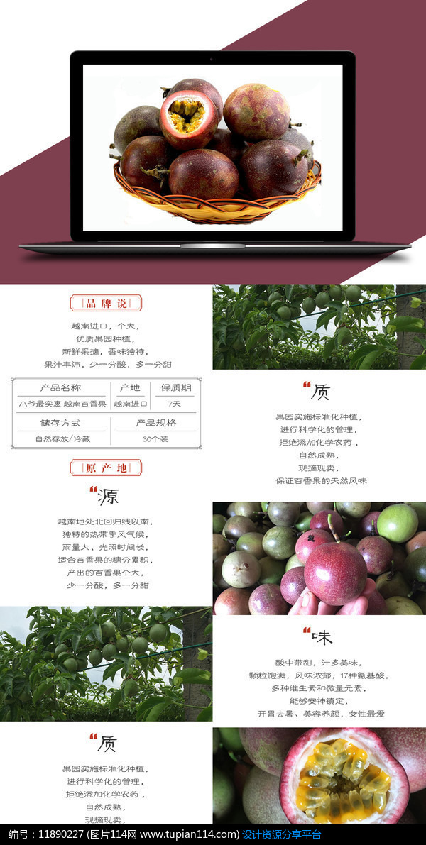 越南百香果详情页设计