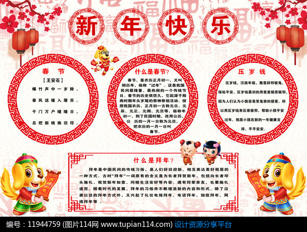 春节新年小报模板设计