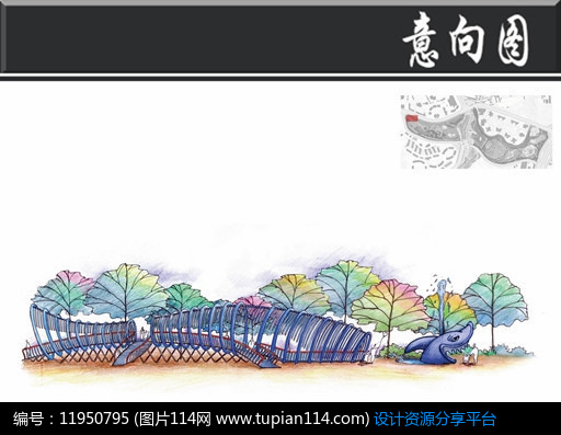 重庆儿童公园鲨鱼滑梯手绘图