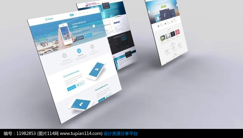 扁平化网页模板手机APP界面展示UI设计模板